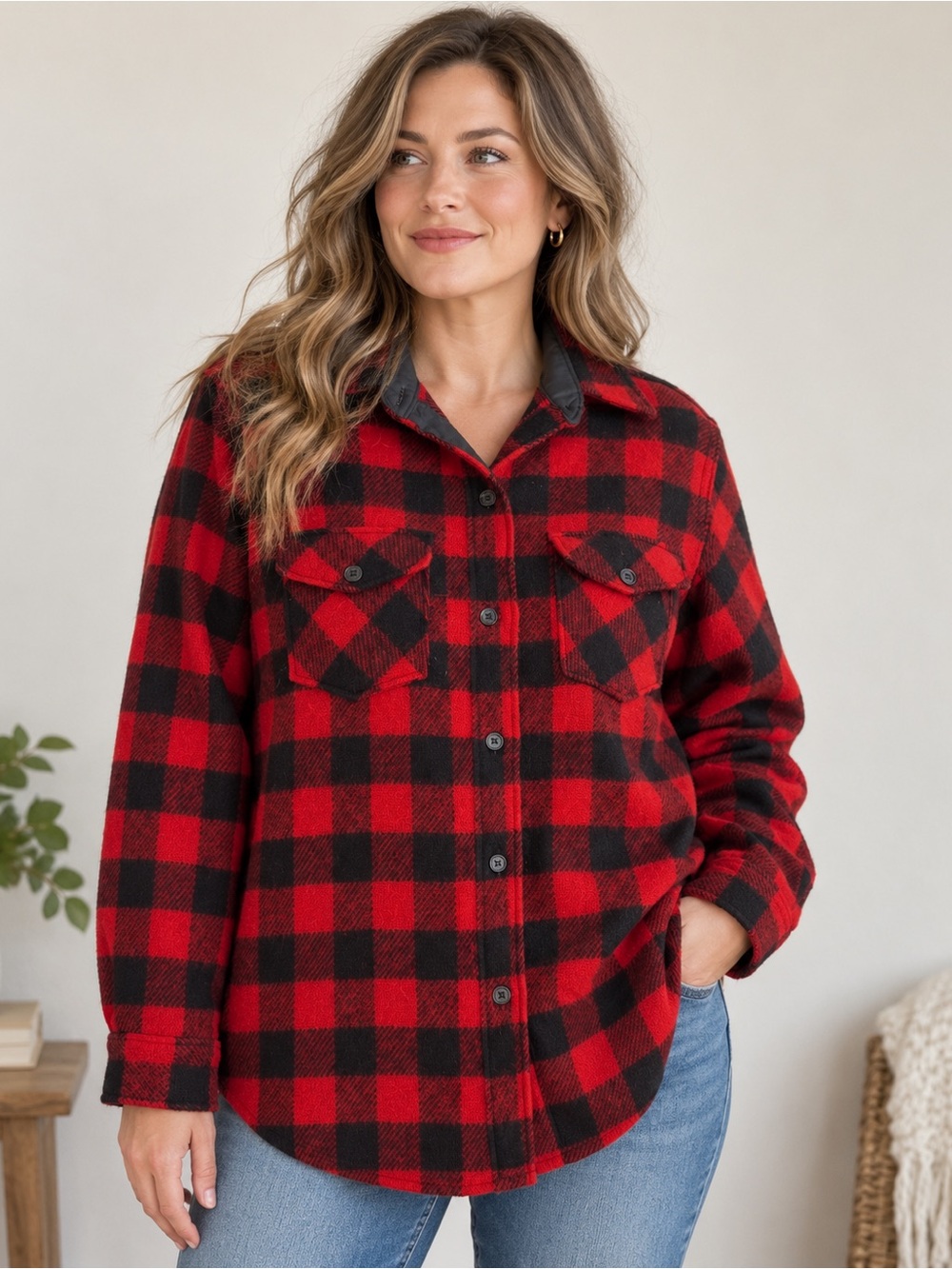 Vintage Woolrich Woman Buffalo Plaid Wool Shirt Jacket Tagged 16 Fits M/L NWOT